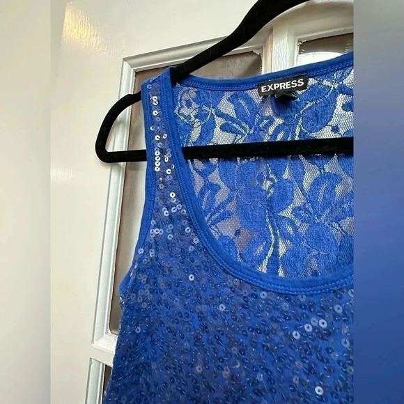 Express | Royal Blue Sequin Embellishment Top Size XS - Picture 3 of 7